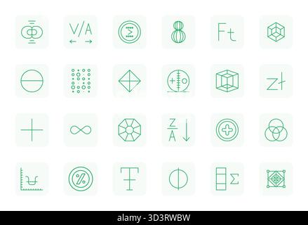 Professionally designed 24 vector icons in Regular Bold Outline, capturing the essence of Mathematical with Retina Ready Editable precision for UI des Stock Vector