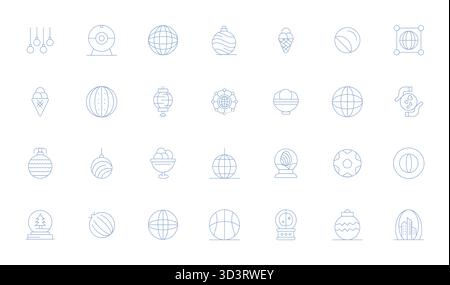 Handcrafted collection featuring 28 Thin Line vector icons for Sphere, optimized in 256x256 PIXEL Perfect resolution for premium digital experiences. Stock Vector