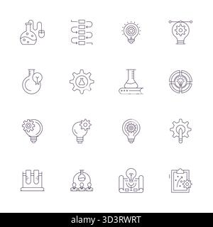 Exceptional collection of 16 Thin Line vector icons for Methodology, delivered in 128x128 Display Perfect resolution for unparalleled visual excellenc Stock Vector