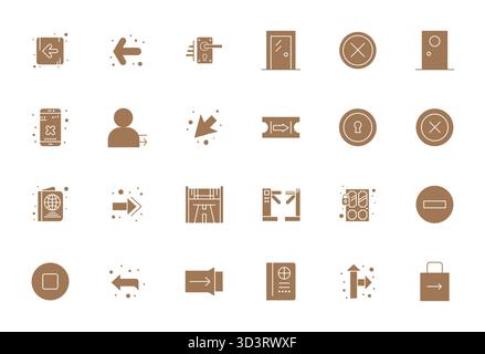 Expertly designed 24 Filled PIXEL Perfect vector icons for Exit, engineered at High Resolution resolution for flawless integration and performance. Stock Vector