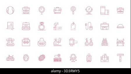 Expertly designed 32 Thin Line Editable vector icons for Accessories, engineered at 64x64 resolution for flawless integration and performance. Stock Vector