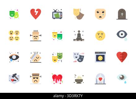 Explore 24 Flat Grid Fitted vector icons in 64x64 resolution inspired by Sad. Perfect for web and app interfaces. Stock Vector