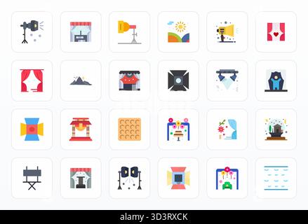 Industry-leading pack of 24 Flat Grid Fitted vector icons for Backdrop, sized at High Resolution for optimal rendering and user interface excellence. Stock Vector