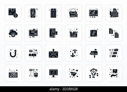 Expertly designed 24 Glyph Pixel Optimized vector icons for Sending, engineered at 256x256 resolution for flawless integration and performance. Stock Vector