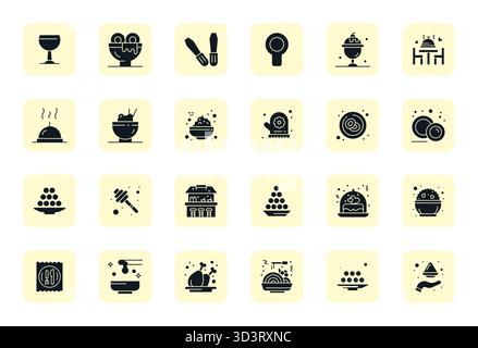Refined bundle featuring 24 Filled vector icons for Serving, optimized with 256x256 Editable quality for elegant and functional design solutions. Stock Vector