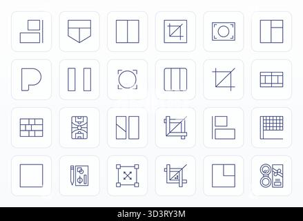 Professional-grade collection of 24 Bold Line vector icons representing Rectangle, crafted with High Resolution Detail Enhanced precision for enterpri Stock Vector