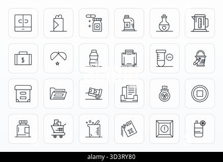 Comprehensive toolkit of 24 vector icons themed around Container, developed in Bold Line with Retina Ready Editable precision for versatile design app Stock Vector