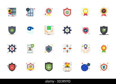Precision-engineered 24 Flat vector icons for Dependable, designed at 256x256 Display Perfect resolution for exceptional clarity and scalability. Stock Vector