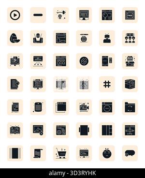 Meticulously crafted 42 Filled vector icons for Content, delivered in 128x128 Editable quality for uncompromising design standards. Stock Vector