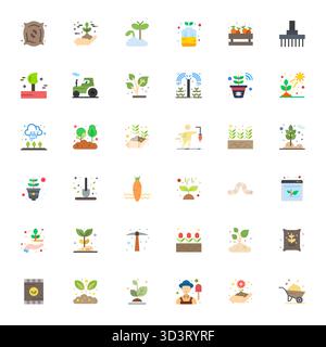 Refined bundle featuring 36 Flat vector icons for Soil, optimized with Retina Ready Pixel Aligned quality for elegant and functional design solutions. Stock Vector