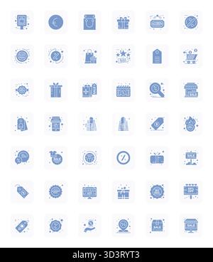 Distinctive pack of 42 Pixel Optimized vector icons inspired by Discount, crafted in Filled format at 256x256 for memorable brand experiences. Stock Vector