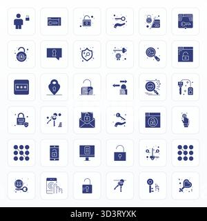 Meticulously crafted 36 Glyph vector icons for Unlock, delivered in 256x256 Display Perfect quality for uncompromising design standards. Stock Vector