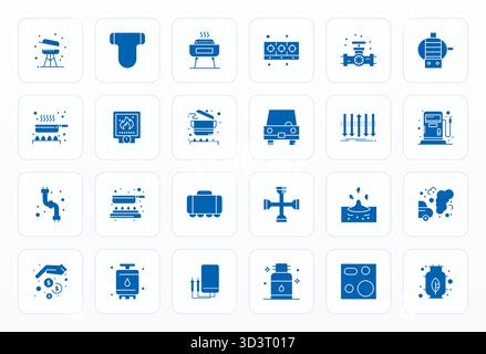Vector pack with 24 Glyph Display Perfect icons inspired by Gas, delivered in High Resolution resolution ideal for scalable and creative design work. Stock Vector