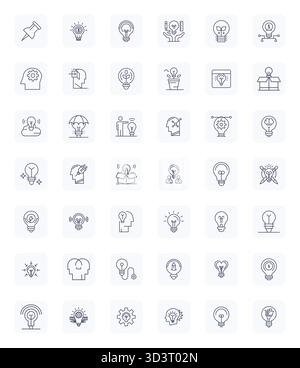 Intelligently designed 42 Detail Enhanced vector icons inspired by Idea, created in Regular Bold Outline format at 128x128 for smart and efficient des Stock Vector