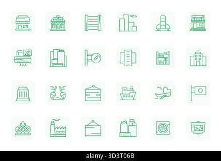 Handcrafted collection featuring 24 Regular Bold Outline vector icons for Commercial, optimized in High Resolution PIXEL Perfect resolution for premiu Stock Vector