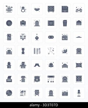 Discover a set of 42 Glyph vector icons crafted for the Classic theme, featuring 128x128 Grid Fitted designs ideal for modern UI/UX projects. Stock Vector