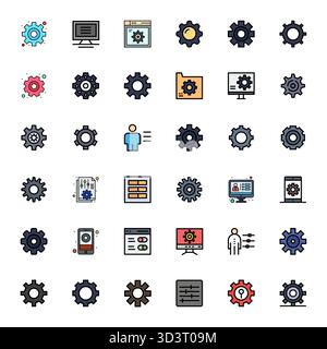 Beautifully rendered 36 Line Filled Pixel Optimized vector icons for Options Menu, created at High Resolution resolution for stunning visual consisten Stock Vector
