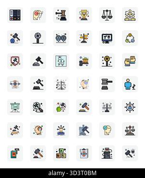 Masterfully created 42 vector icons representing Decision in LineFilled design, featuring Retina Ready Pixel Aligned resolution for exceptional visual Stock Vector