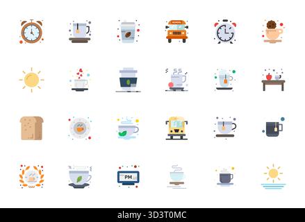 Download 24 scalable Flat vector icons designed for Afternoon, featuring Display Perfect 256x256 resolution suitable for professional and creative pro Stock Vector