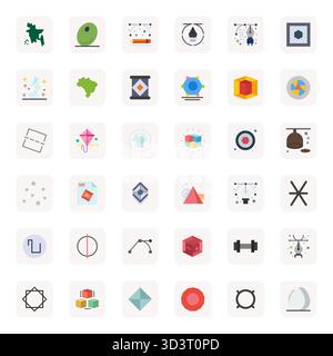 Thoughtfully designed 36 vector icons themed around Shape, crafted in Flat with 64x64 Pixel Optimized precision for contemporary design needs. Stock Vector