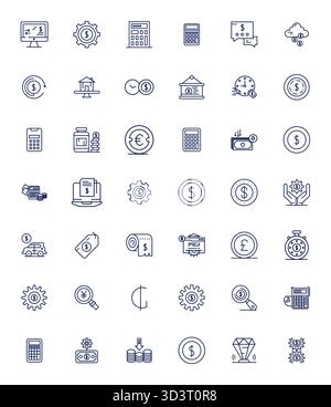 Handcrafted collection featuring 42 Bold Line vector icons for Cost, optimized in Retina Ready PIXEL Perfect resolution for premium digital experience Stock Vector