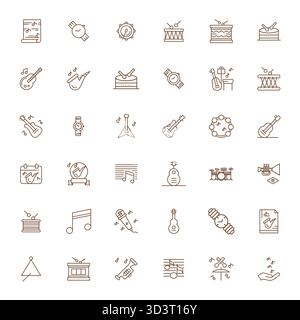 Enhance your projects with 36 Bold Line vector icons themed around Band, featuring 256x256 Editable resolution ideal for clean and professional design Stock Vector