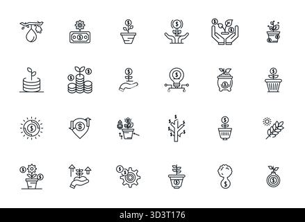 Industry-leading pack of 24 Bold Line Pixel Optimized vector icons for Yield, sized at 128x128 for optimal rendering and user interface excellence. Stock Vector