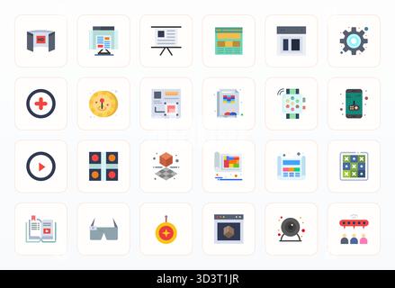 Download 24 scalable Flat vector icons designed for Interactive, featuring Pixel Optimized 256x256 resolution suitable for professional and creative p Stock Vector
