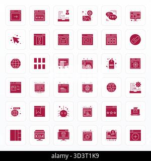 Download 36 scalable Glyph vector icons designed for Website, featuring Display Perfect 64x64 resolution suitable for professional and creative projec Stock Vector