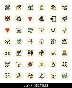 This Gemstone vector icon pack includes 42 LineFilled designs in 256x256 Editable format, perfect for enhancing digital interfaces. Stock Vector