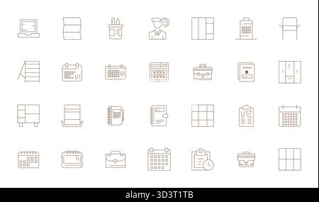 Perfectly balanced 28 Thin Line Pixel Optimized vector icons for Organizer, sized at 128x128 for harmonious integration in digital design projects. Stock Vector