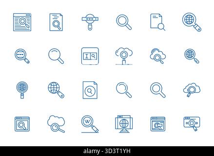 Masterfully created 24 vector icons representing Web Search in Bold Line design, featuring 256x256 Display Perfect resolution for exceptional visual q Stock Vector