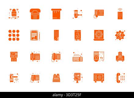 A dynamic set of 24 vector icons in Filled, tailored for Keypad with High Resolution Pixel Optimized quality suited for digital products. Stock Vector