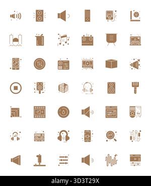 Discover a set of 42 Filled vector icons crafted for the Volume theme, featuring 64x64 Editable designs ideal for modern UI/UX projects. Stock Vector