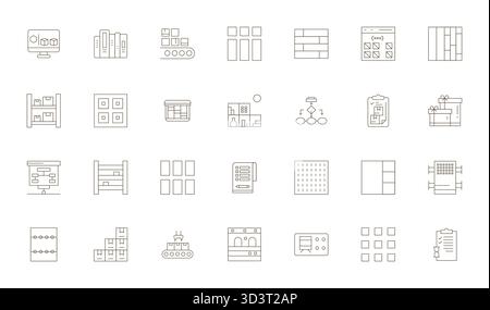 High-performance collection of 28 Thin Line vector icons for Boxes, engineered with 128x128 Display Perfect resolution for optimal user interface desi Stock Vector
