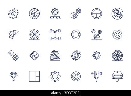Professionally designed 24 vector icons in Bold Line, capturing the essence of Parts with 256x256 Editable precision for UI design. Stock Vector