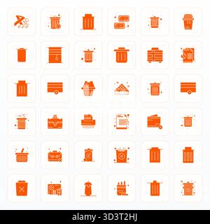 Thoughtfully designed 36 vector icons themed around Bin, crafted in Glyph with 64x64 Pixel Aligned precision for contemporary design needs. Stock Vector