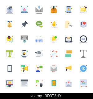 Collection of 36 Flat Display Perfect vector icons for Message, designed in 256x256 format for clarity and versatility. Stock Vector
