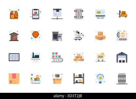 Beautifully rendered 24 Flat Display Perfect vector icons for Supply Chain, created at High Resolution resolution for stunning visual consistency acro Stock Vector