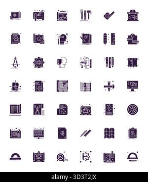 High-performance collection of 42 Filled vector icons for Blueprint, engineered with 128x128 PIXEL Perfect resolution for optimal user interface desig Stock Vector