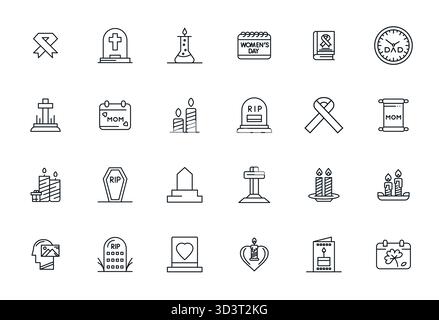 This Remembrance vector icon pack includes 24 Bold Line designs in 64x64 Pixel Aligned format, perfect for enhancing digital interfaces. Stock Vector