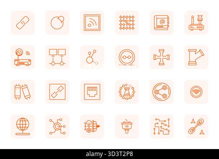 Perfectly balanced 24 Regular Bold Outline Pixel Optimized vector icons for Connection Point, sized at Retina Ready for harmonious integration in digi Stock Vector