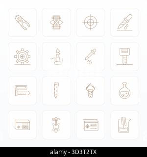 This Calibration vector icon pack includes 16 Thin Line designs in 64x64 Pixel Optimized format, perfect for enhancing digital interfaces. Stock Vector