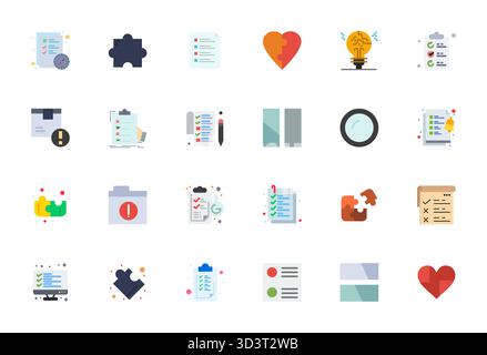 Vector pack with 24 Flat PIXEL Perfect icons inspired by Incomplete, delivered in 64x64 resolution ideal for scalable and creative design work. Stock Vector