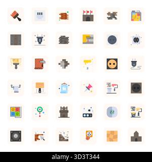 Expertly designed 36 Flat Pixel Optimized vector icons for Wall, engineered at 128x128 resolution for flawless integration and performance. Stock Vector
