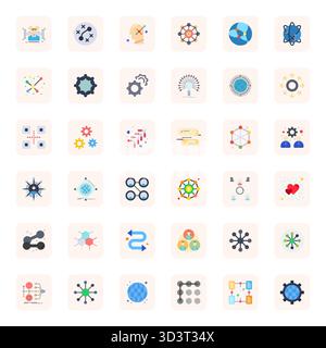 State-of-the-art bundle featuring 36 Detail Enhanced vector icons inspired by Interconnected, created in Flat format at 128x128 for next-generation in Stock Vector
