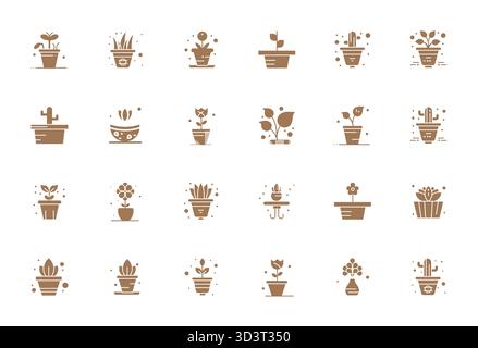 Intelligently designed 24 Pixel Aligned vector icons inspired by Indoor Plant, created in Filled format at 128x128 for smart and efficient design work Stock Vector