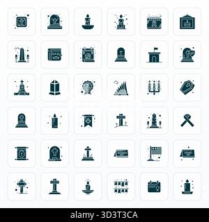 This Memorial vector icon pack includes 36 Glyph designs in High Resolution Display Perfect format, perfect for enhancing digital interfaces. Stock Vector