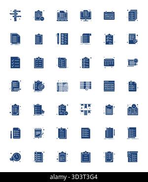 A versatile set of 42 Filled Grid Fitted vector icons focused on ToDo List, delivered in crisp 64x64 format ideal for mobile and web applications. Stock Vector
