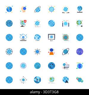 Expertly designed 36 Flat PIXEL Perfect vector icons for Worldwide Network, engineered at Retina Ready resolution for flawless integration and perform Stock Vector